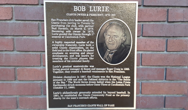 Beloved former owner Bob Lurie inducted to Giants Wall of Fame