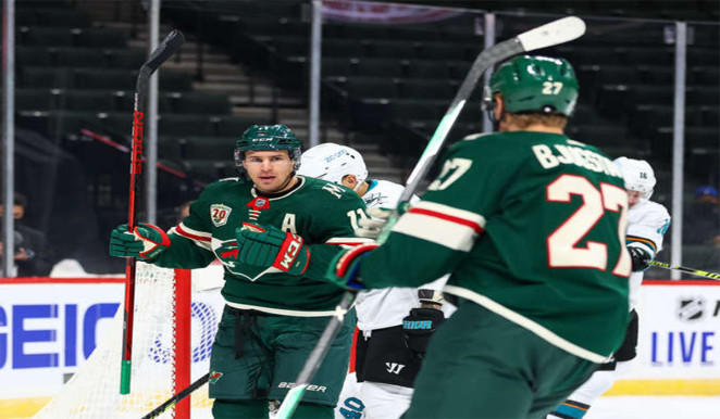 Wild take down the Sharks 4-1 in series opener